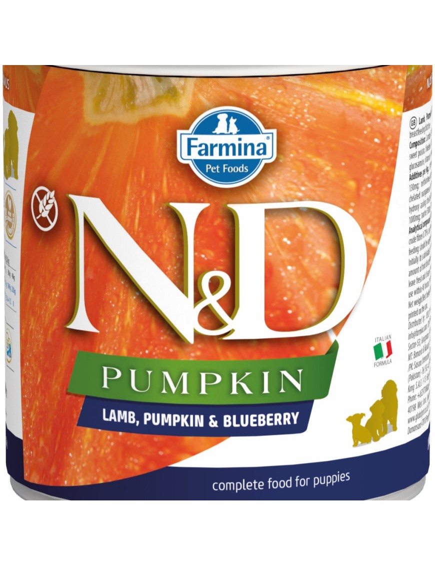Farmina N&D Potiron Puppy Agneau&myrtille boîte 285 g