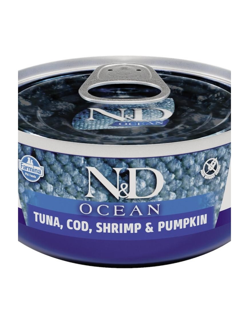 Farmina N&D Ocean Thon,cabillaud, crevettes&potiron boîte 70 g