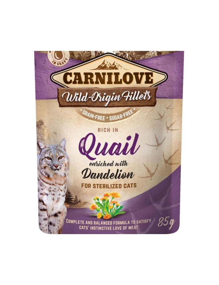Carnilove Caille&pissenlit Chat stérilisé sachet ragoût sauce 85 g