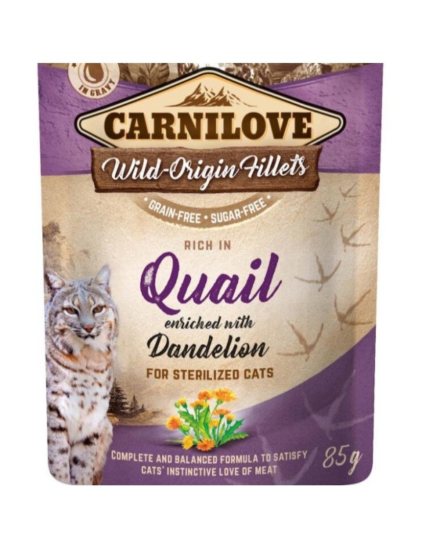 Carnilove Caille&pissenlit Chat stérilisé sachet ragoût sauce 85 g