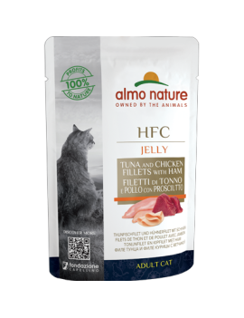 Almo Jelly Thon, poulet et jambon sachet 55 g