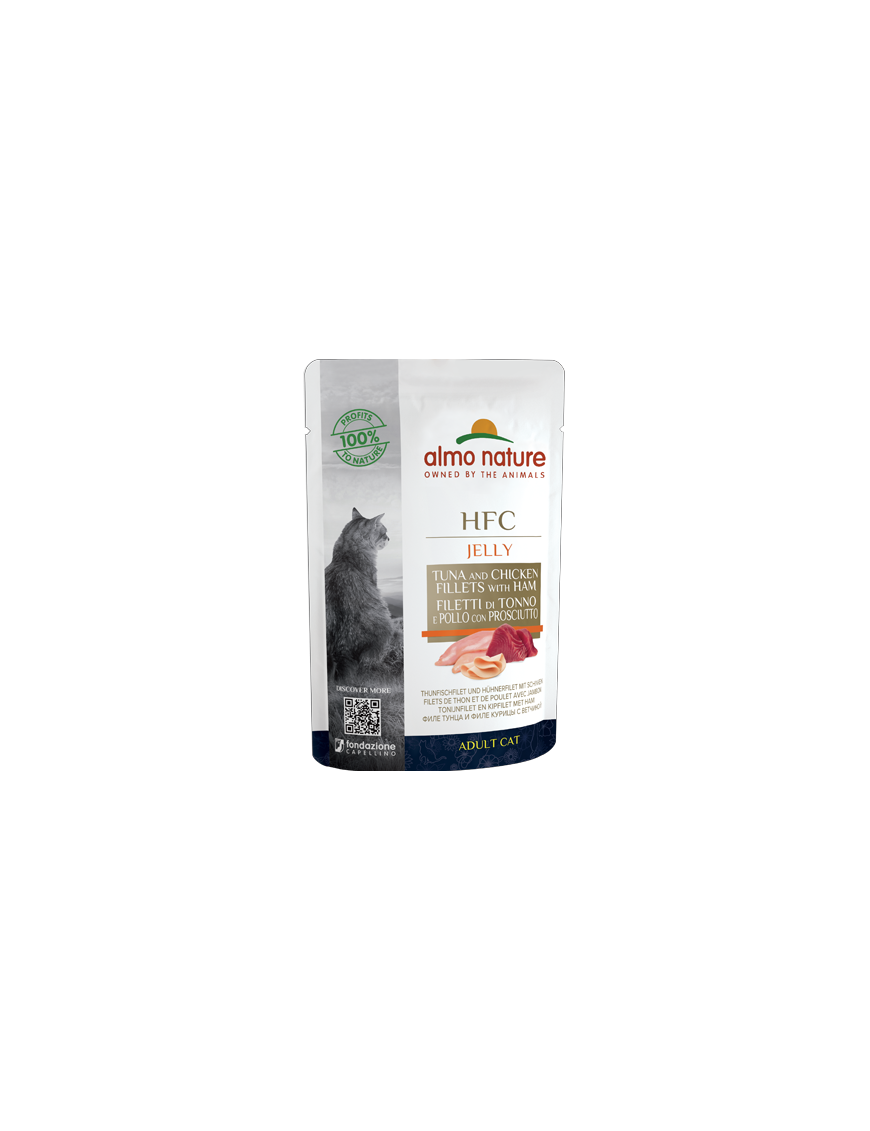 Almo Jelly Thon, poulet et jambon sachet 55 g
