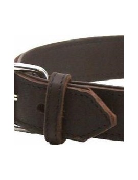 Collier cuir souple, doublé cuir, brun