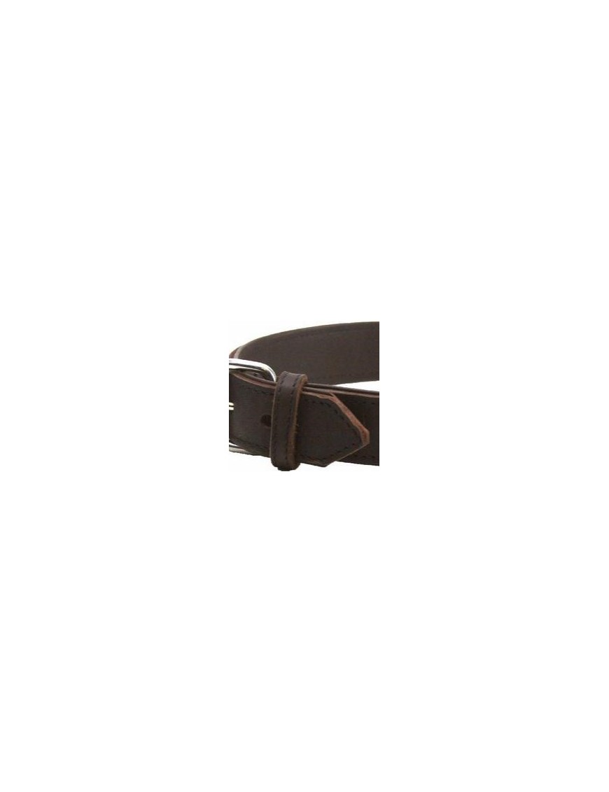 Collier cuir souple, doublé cuir, brun