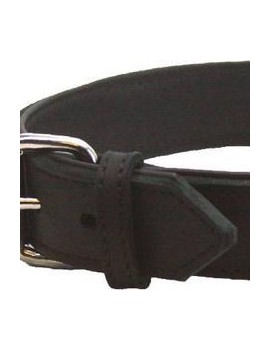 Collier cuir souple, doublé cuir, noir