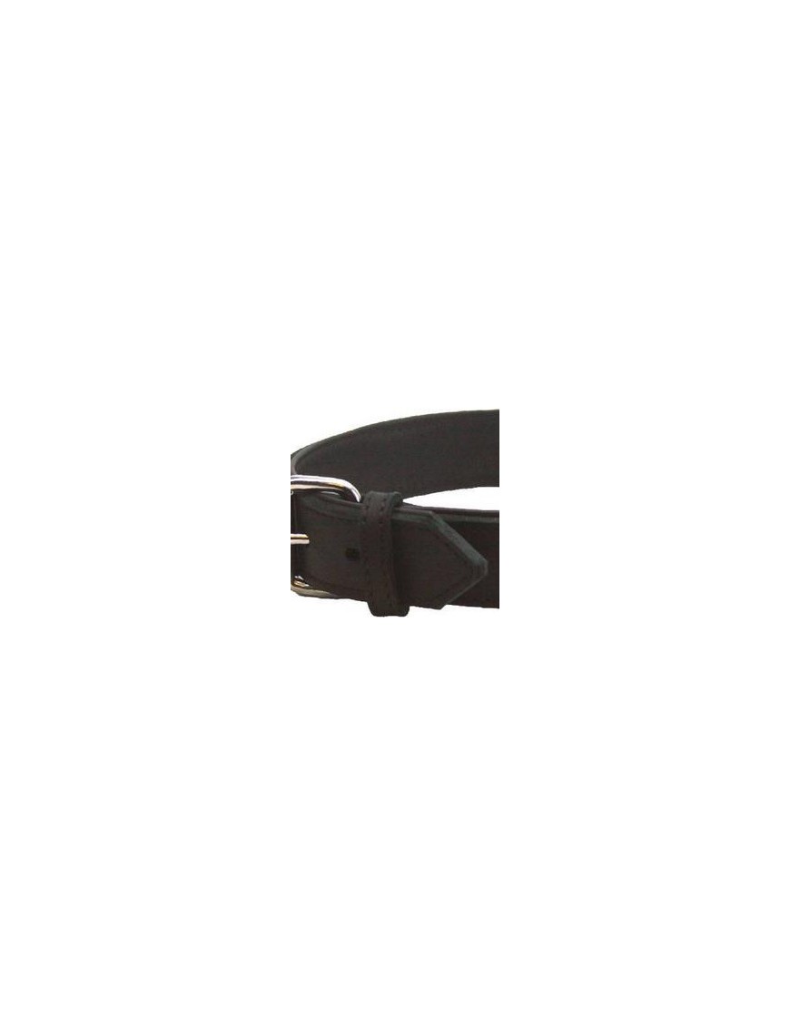 Collier cuir souple, doublé cuir, noir
