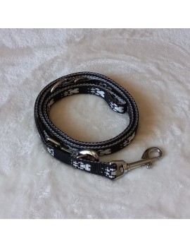 Laisse Noir pattes blanches 3 pos.