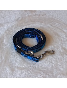 Laisse Bleue pattes noires 3 pos.
