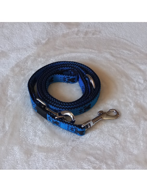 Laisse Bleue pattes noires 3 pos.