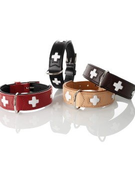Collier en cuir de boeuf "Swiss" Rouge