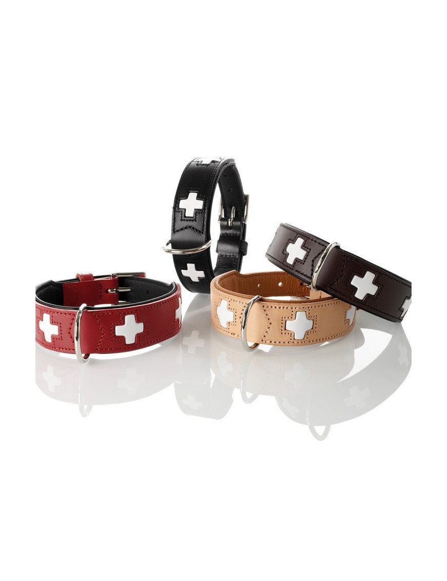 Collier en cuir de boeuf "Swiss" Rouge