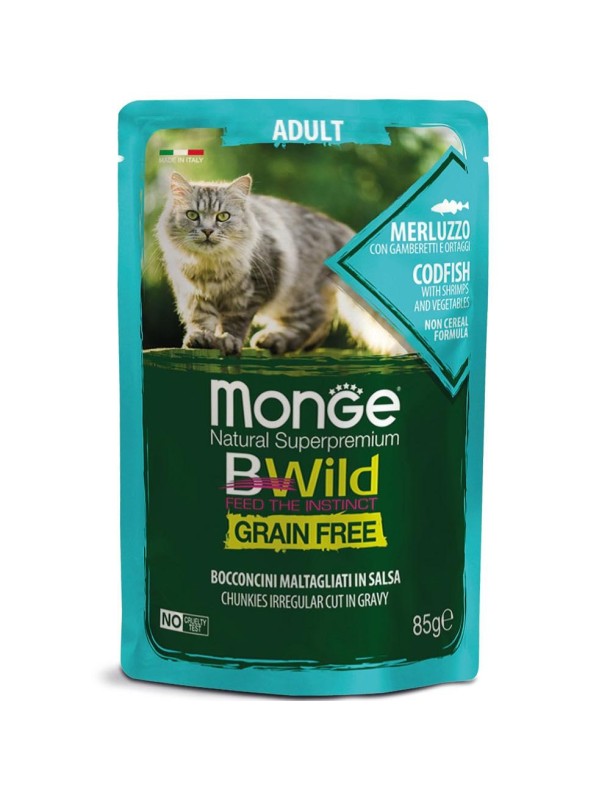Monge BWild Grain free Sachet au cabillaud, 85 g