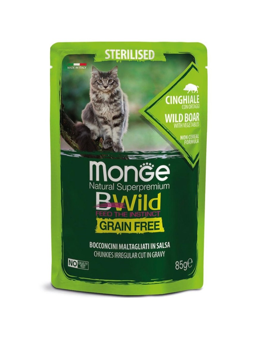 Monge BWild Grain free stérilisé Sachet au sanglier, 85 g
