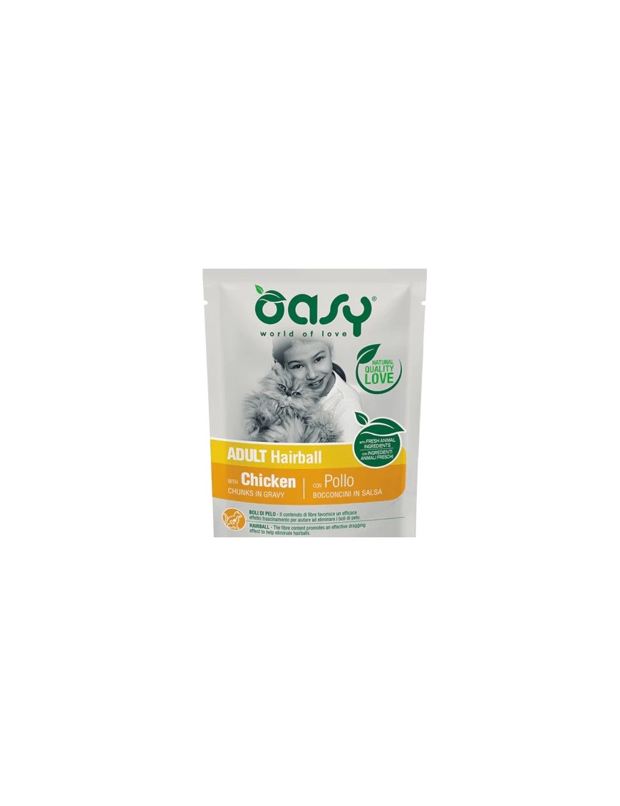 Oasy Adulte Hairball poulet sachet en sauce 85 g