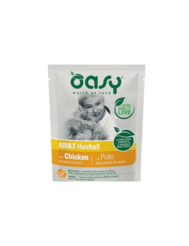 Oasy Adulte Hairball poulet sachet en sauce 85 g