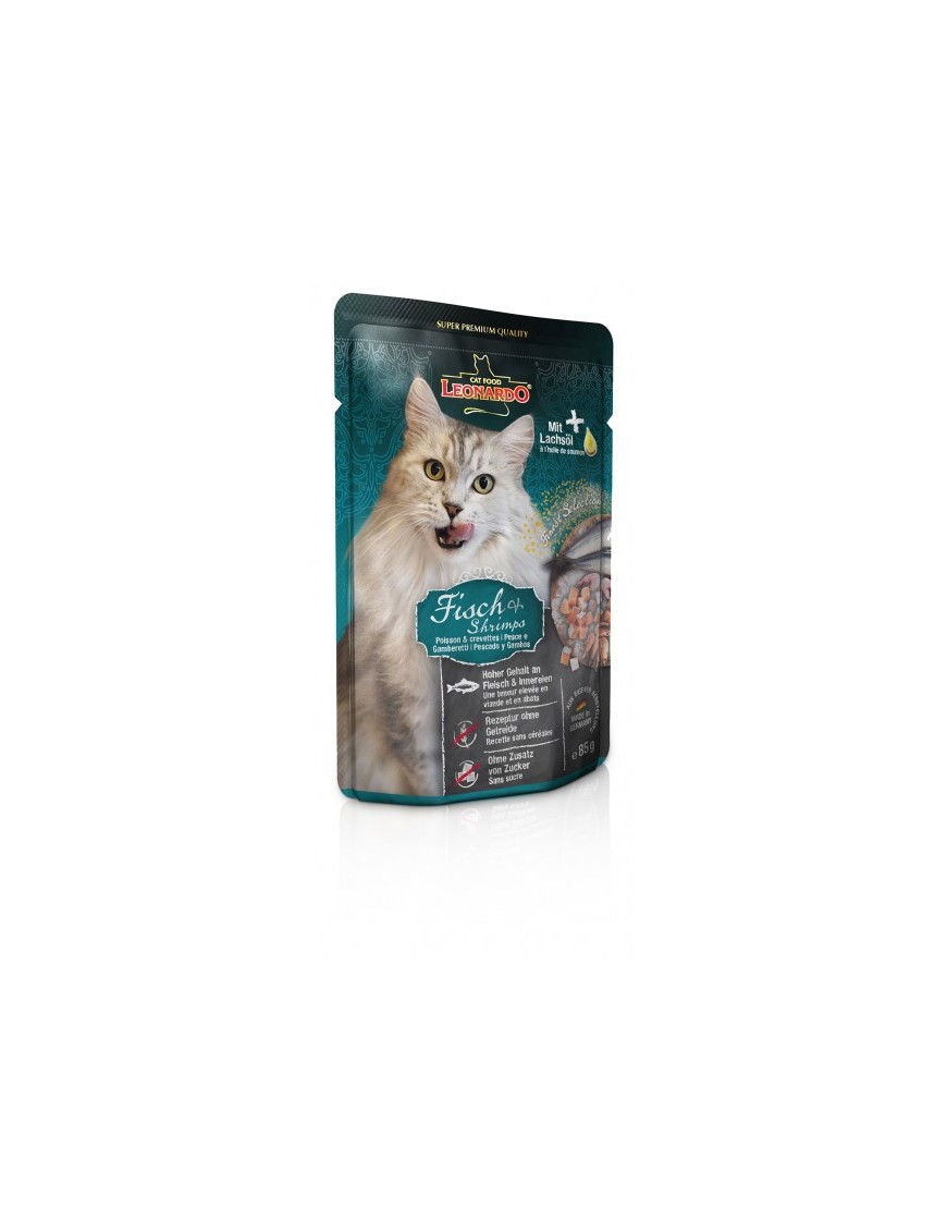 Leonardo Sachet adulte Poisson & crevettes 85 g