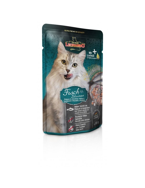Leonardo Sachet adulte Poisson & crevettes 85 g
