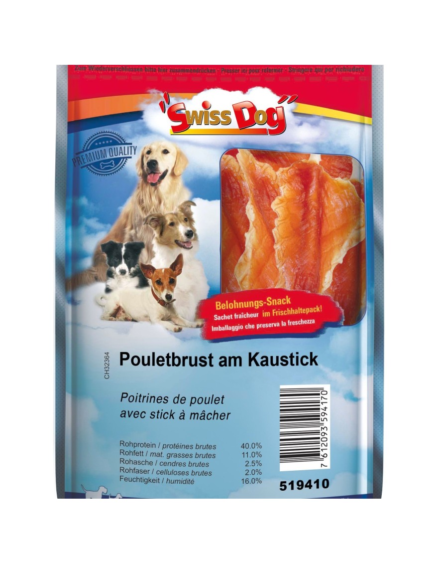 SwissDog Poitrine de poulet avec stick à mâcher 100 g