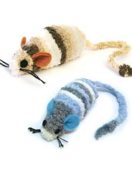 Souris en tissu éponge avec catnip 2 pces