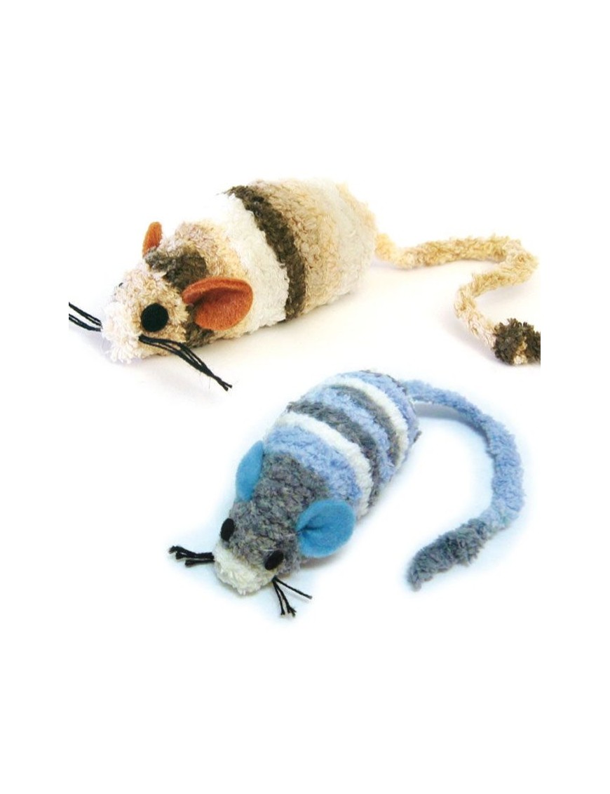 Souris en tissu éponge avec catnip 2 pces