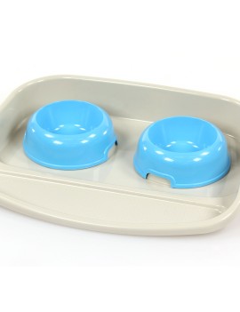 Luno Set de gamelles bleues avec support