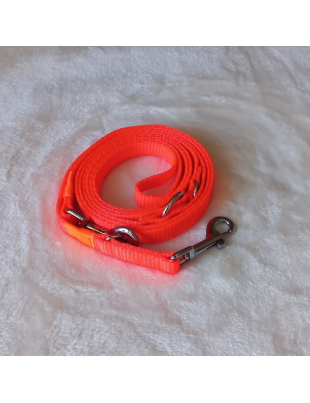 Laisse Orange fluo 3 positions