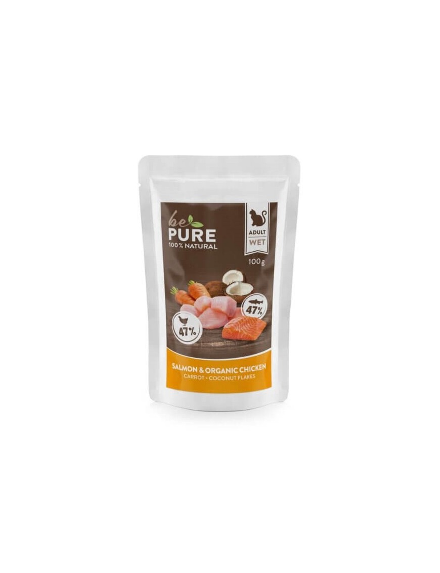 Be Pure Saumon et poulet bio, légumes sachet 100 g