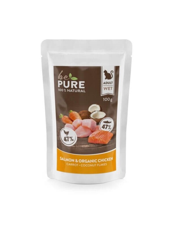 Be Pure Saumon et poulet bio, légumes sachet 100 g