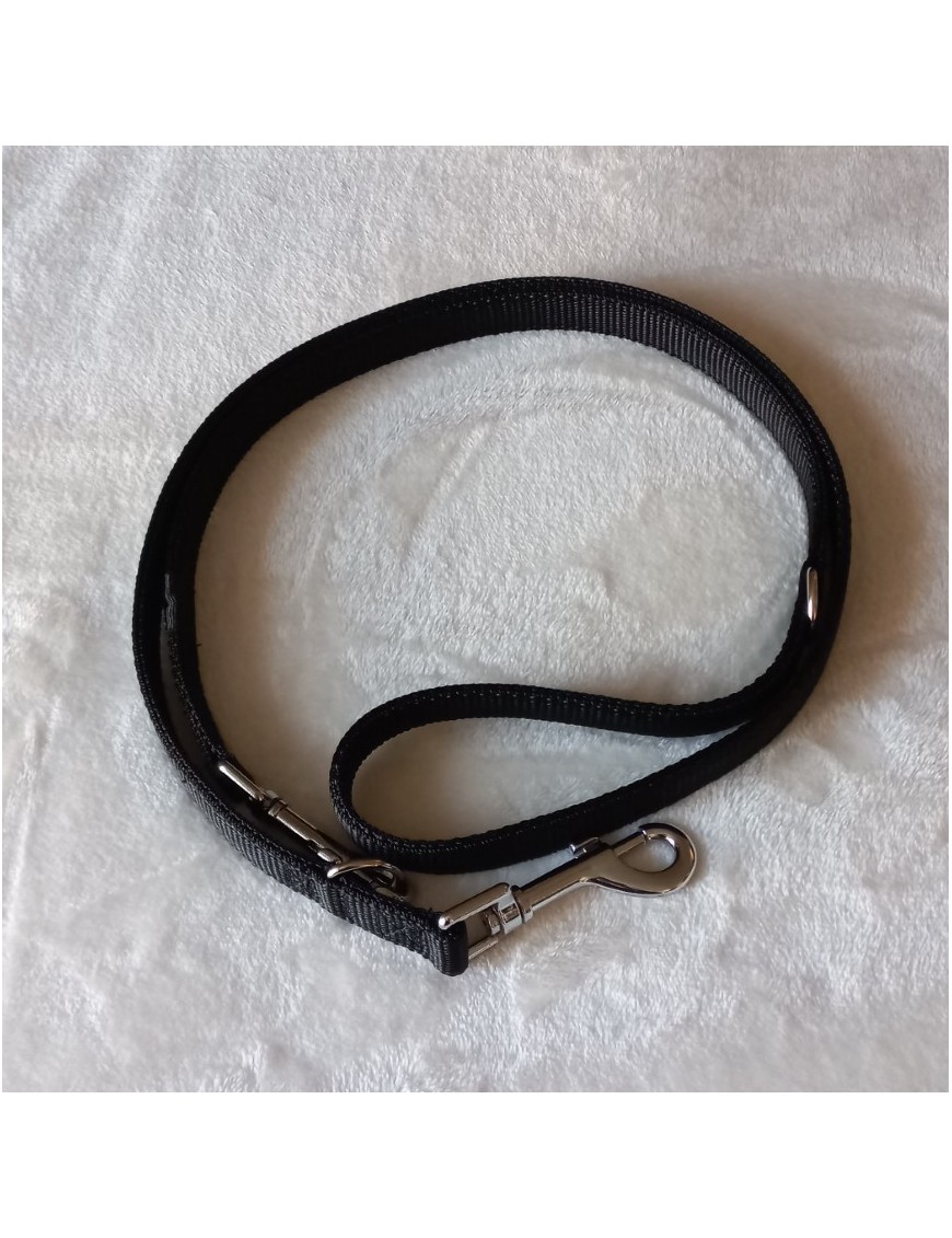 Laisse courte Noire 130 cm 2 pos.