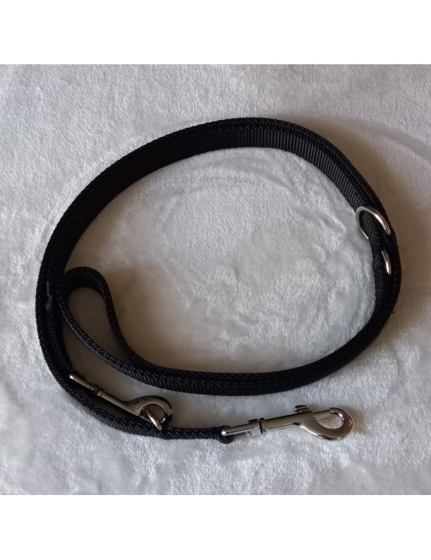 Laisse courte Noire 150 cm 3 pos.