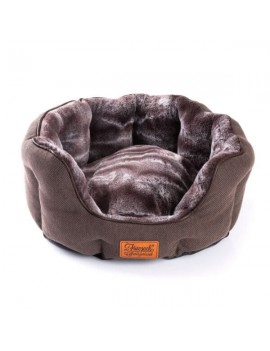 Lit moelleux rond brun L