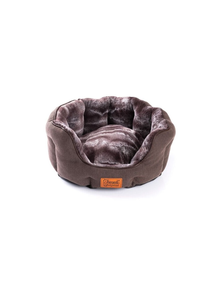 Lit moelleux rond brun L