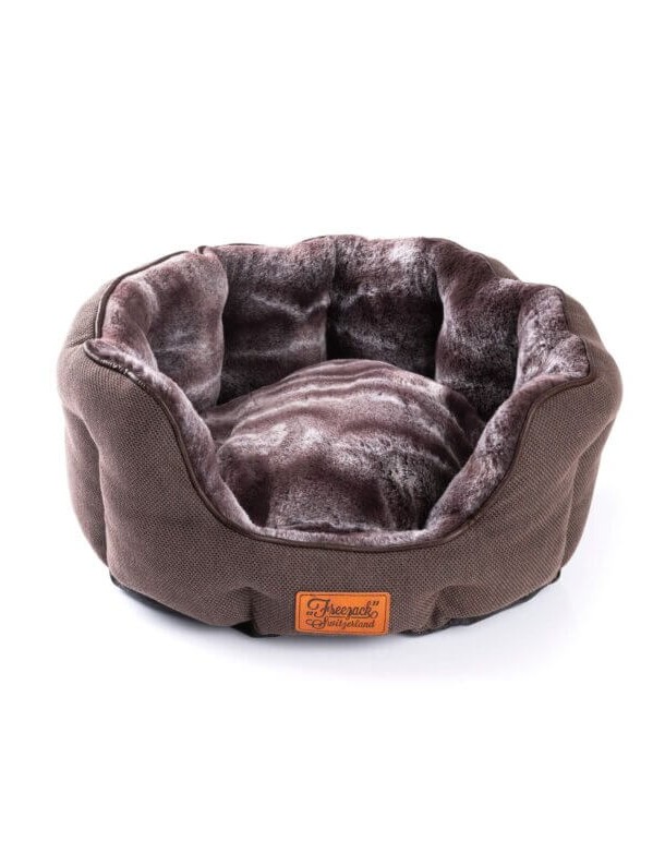 Lit moelleux rond brun L