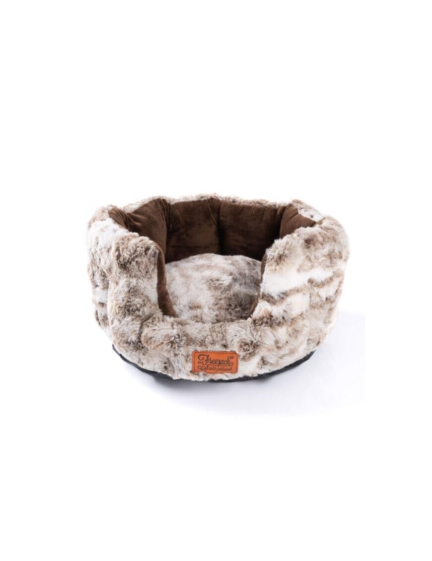 Lit doux et moelleux rond brun/beige XS