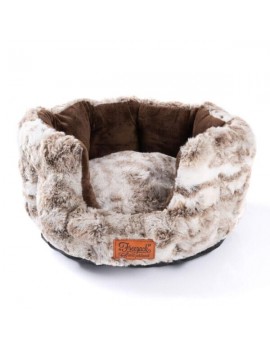 Lit doux et moelleux rond brun/beige M