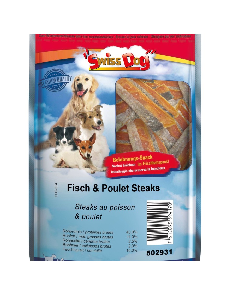 SwissDog Steack au poisson&poulet 80 g