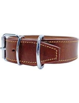Collier cuir Nature brun, doublé cuir
