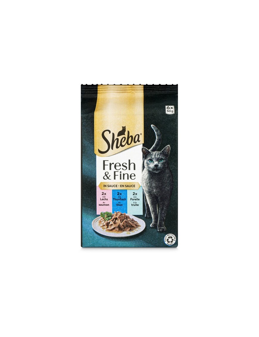 Sheba Fresh & Fine Saumon/thon/truite en sauce 6x50 g