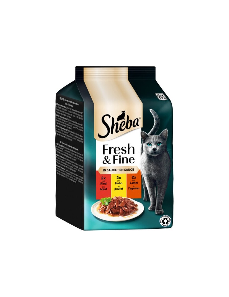 Sheba Fresh & Fine Boeuf/poulet/agneau en sauce 6x50 g