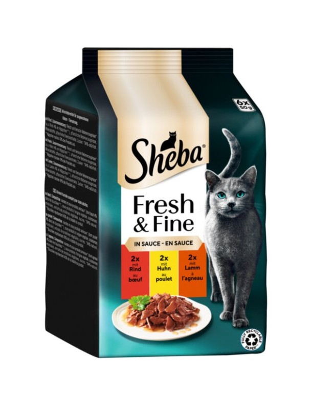 Sheba Fresh & Fine Boeuf/poulet/agneau en sauce 6x50 g