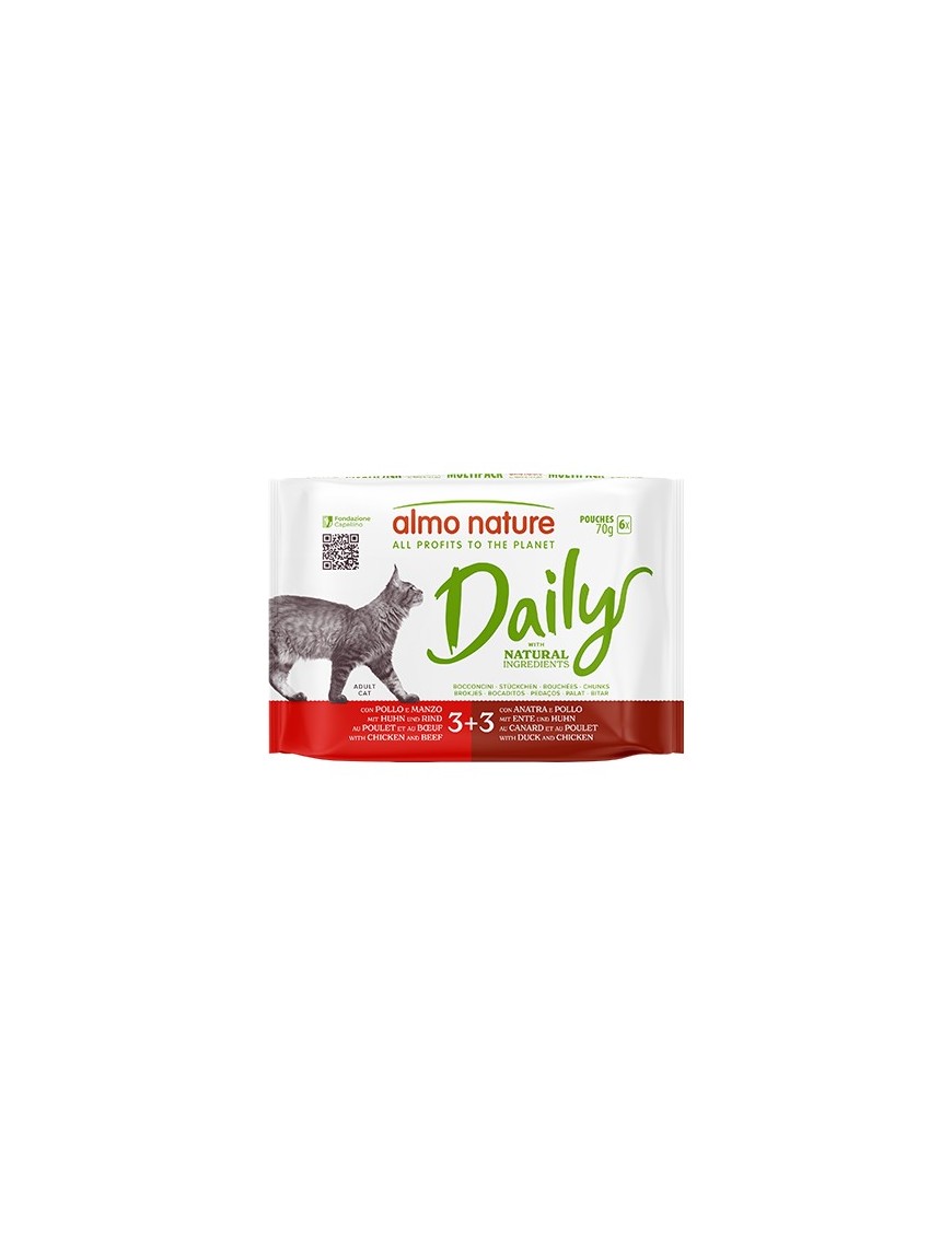Almo Multi Daily Poulet&boeuf, Canard&poulet 6x70 g