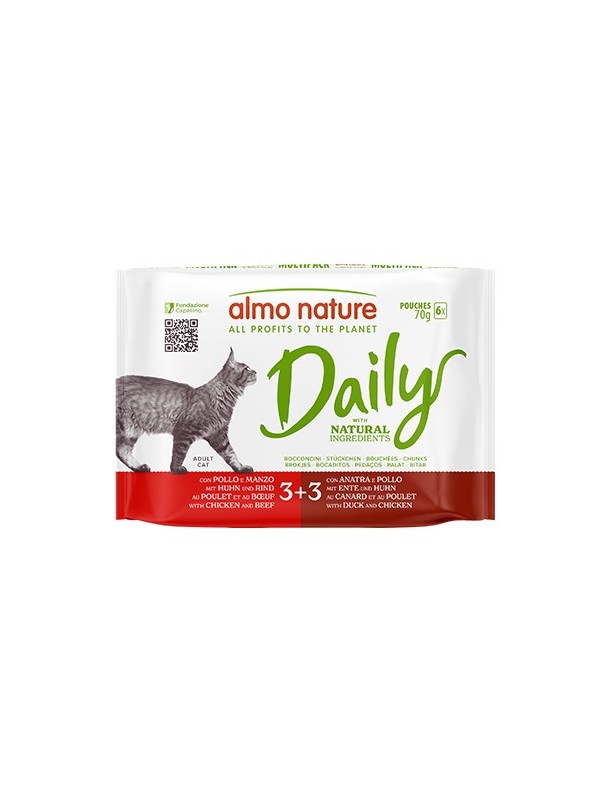 Almo Multi Daily Poulet&boeuf, Canard&poulet 6x70 g