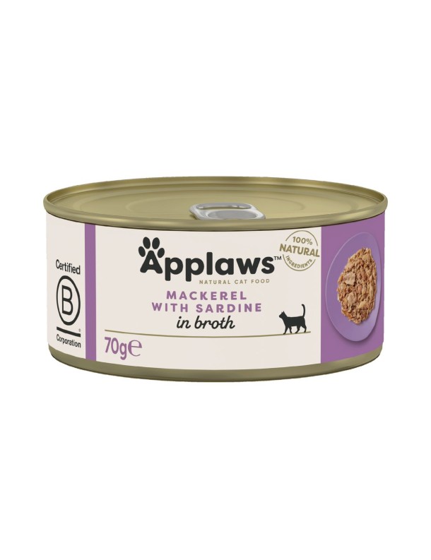 Applaws Natural Cat Maquereau avec sardines boîte 70 g